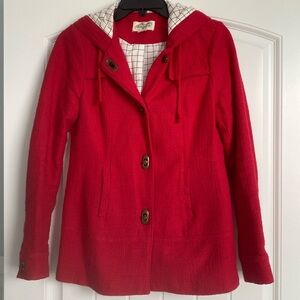 Lightweight Red Hooded Spring Jacket